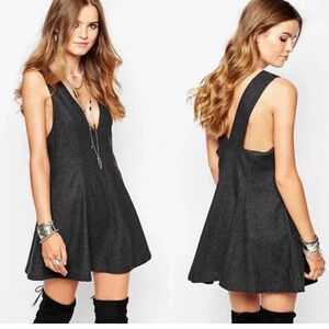Free People Charcoal Gray Wool Blend Sleeveless Jumper Dress. NWT. Size 0